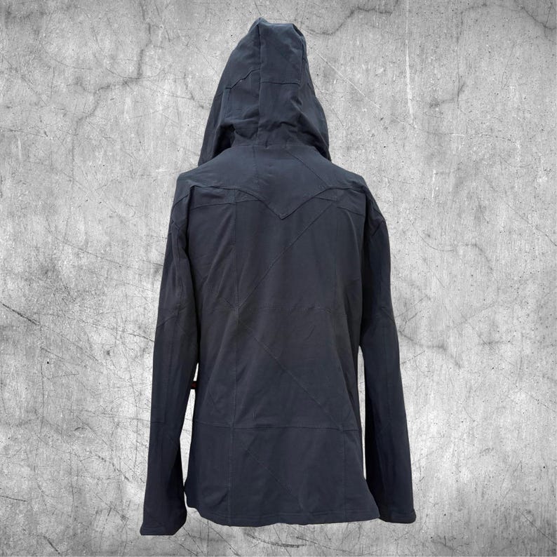 Raven The Second Patchwork - Unisex Riding Hoodie, Ninja Hoodie, Zipped Hoodie, Wasteland Clothing, Festival Fashion, Burning man Clothing image 5