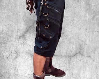 Skinner- Men and women&#39;s cargo shorts, outdoor mens shorts, casual shorts with extra zips, steampunk, psytrance fashion, wasteland weekend,