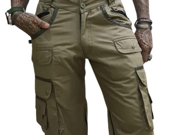 Bonesaw - CLEARANCE SALE Mens Cargo Shorts, Biker Shorts, Psytrance Goa shorts, Outdoor Cotton Shorts, Ripstop Shorts, festival essentials