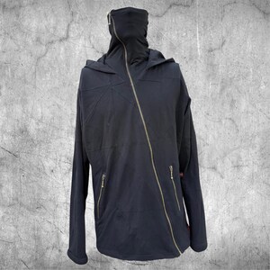 Raven The Second Patchwork - Unisex Riding Hoodie, Ninja Hoodie, Zipped Hoodie, Wasteland Clothing, Festival Fashion, Burning man Clothing image 3