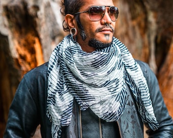 Bon Dayak- Ethnic tribal print Exclusive edition bamboo scarf, tattoo prints, spring clothing, festival scarves, Designer artwear, Goa freak