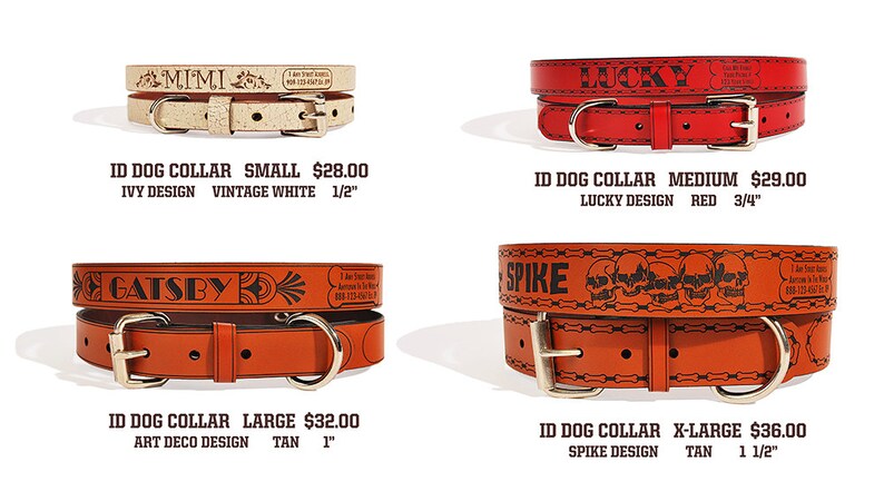 ID DOG COLLAR Small Lucky Design Custom Leather image 4