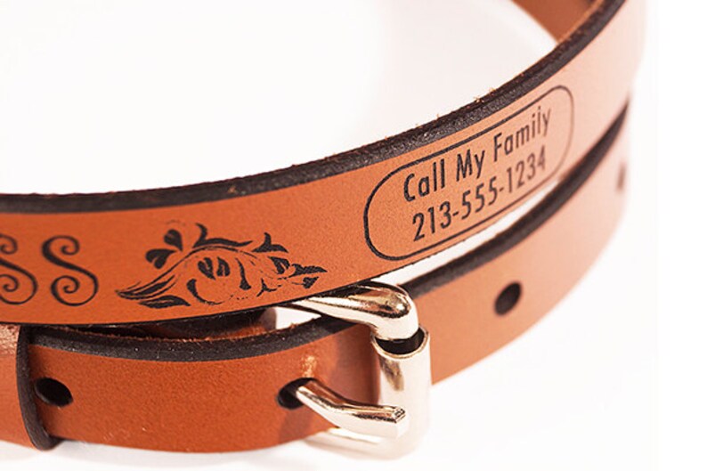 ID DOG COLLAR Small Princess Design Custom Leather Etsy