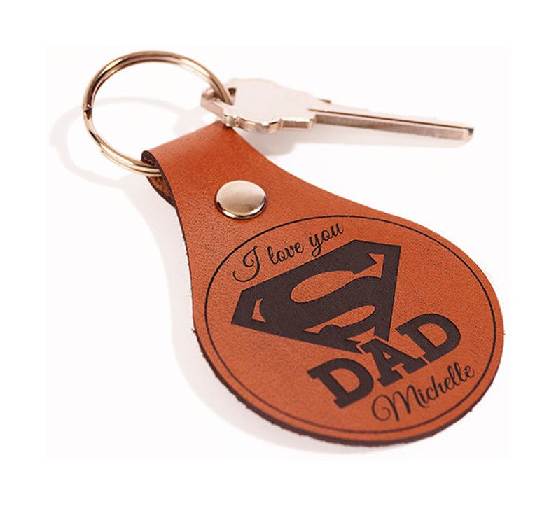 Dad Keychain Dad Keyring Leather Key Chain Dad Key Fob Etsy