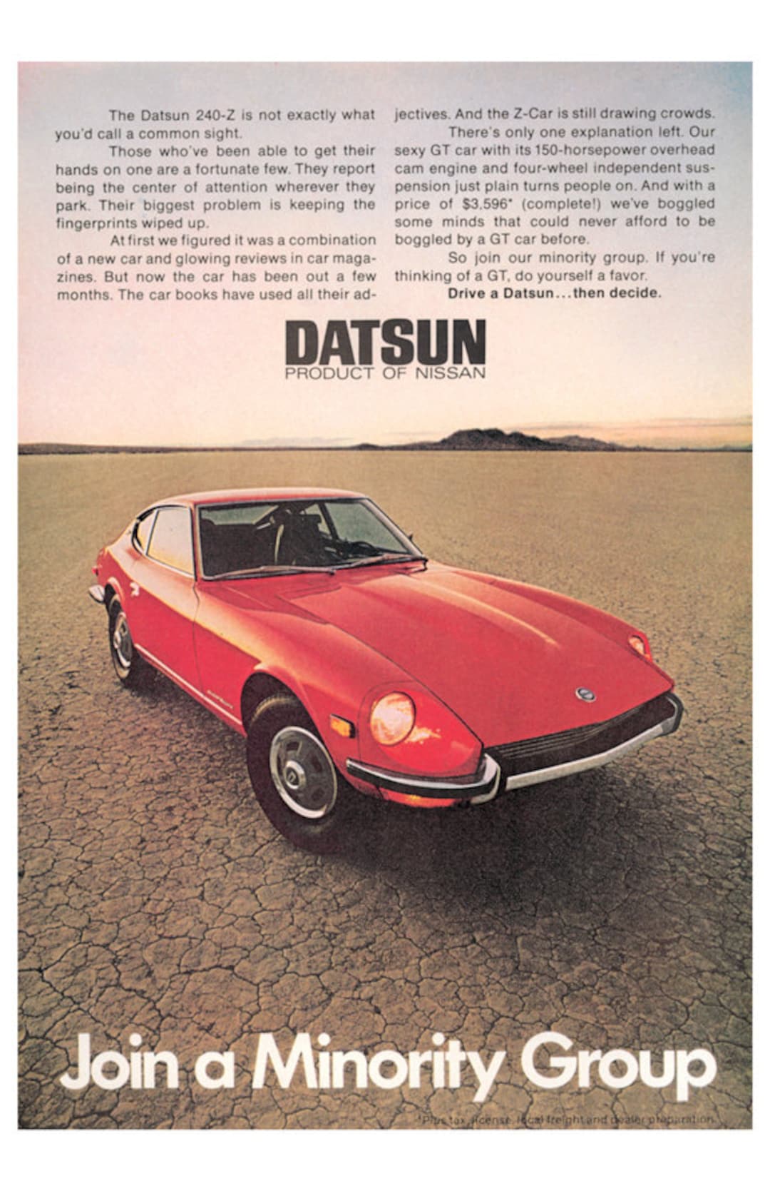1970 Datsun 240Z Poster Size Ad - Etsy