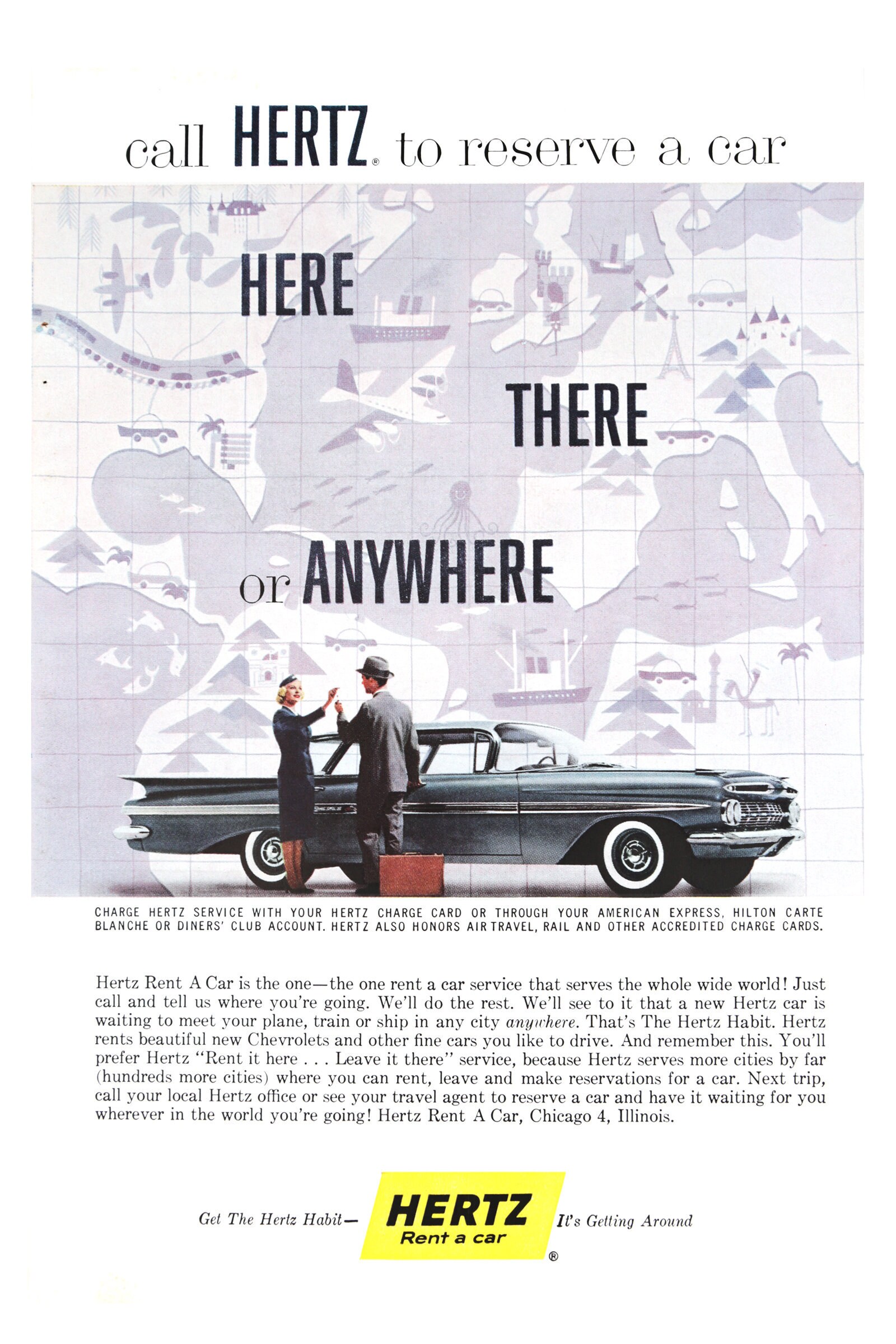 1959 Hertz Rental Car Travel Poster Ad - Etsy UK