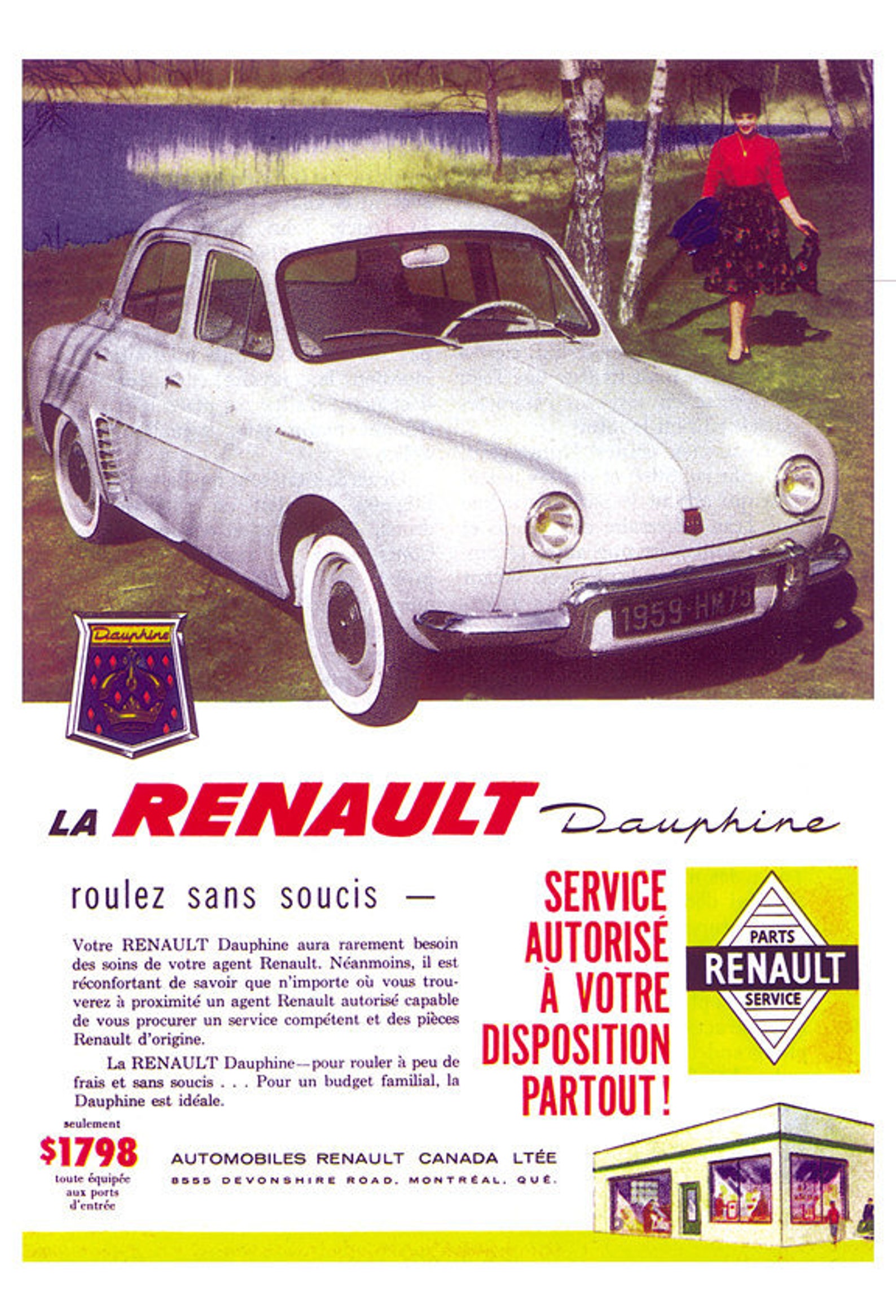 1959 Renault Dauphine Poster Size Ad Etsy Canada