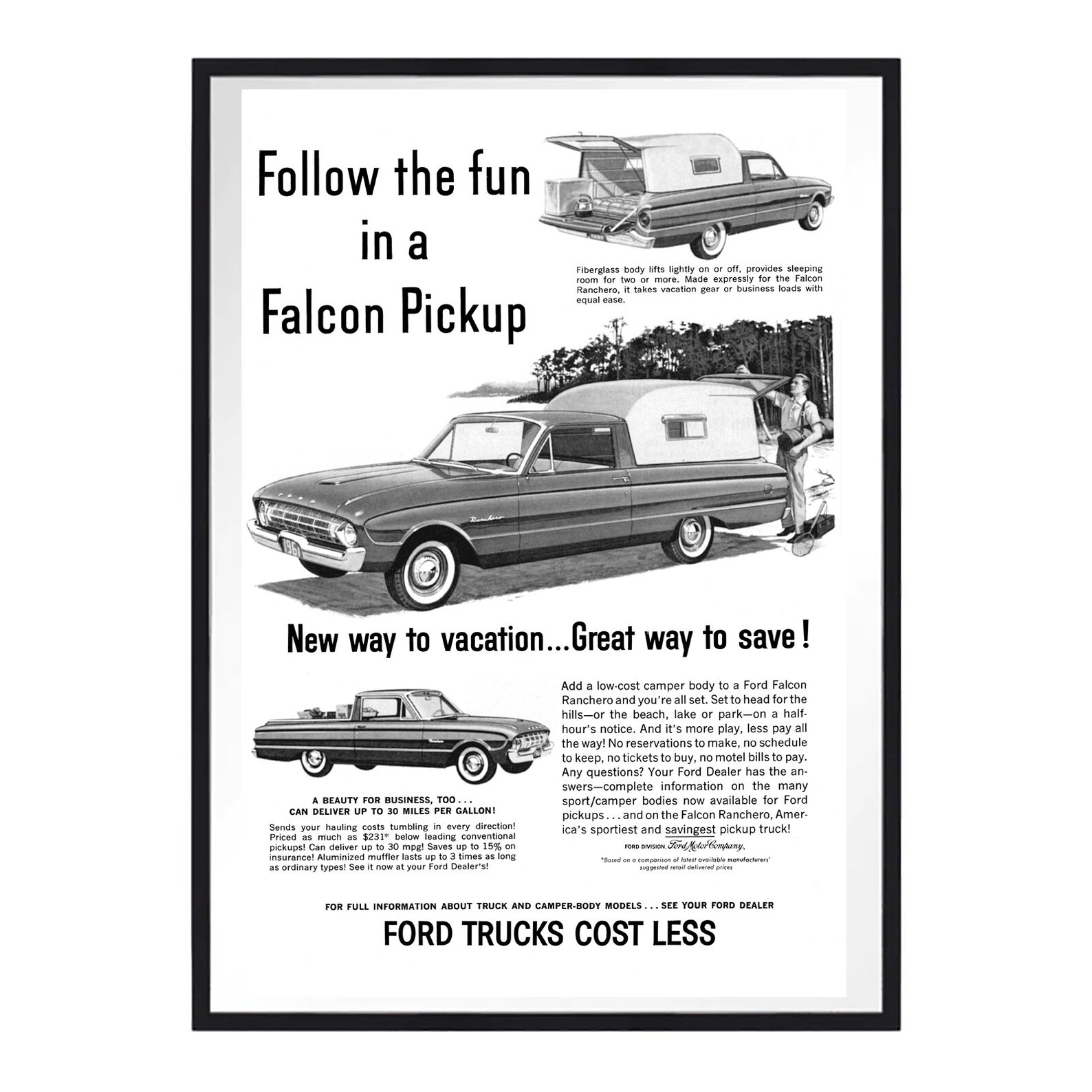 1961 Ford Ranchero Poster Size Advert - Etsy