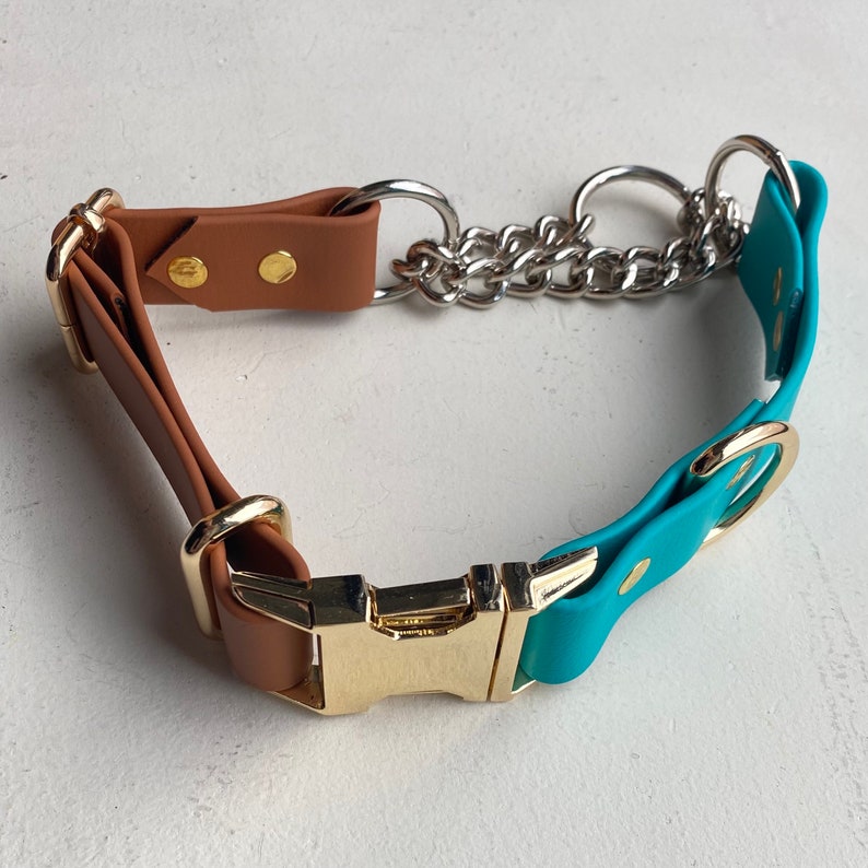 1 Biothane Quick Release Chain Martingale Collar SMALL/MEDIUM image 2