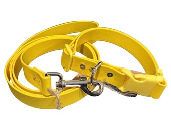 1” Biothane Handmade Adjustable Quick Release Dog Collar & Leash Set, water resistant and easy to clean