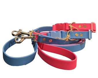 3/4” Biothane Handmade Adjustable Quick Release Dog Collar & Leash Set, water resistant and easy to clean
