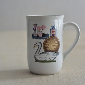 Vintage, Ceramic,Coffee,Tea,Mug,Cup,Made in Korea,Swan,Wall decor,House plant,Shelf,Tray