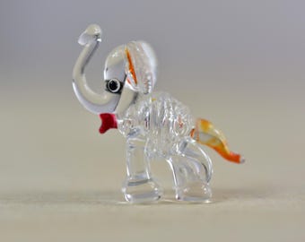 ミニチュアガラス動物、ガラスゾウ - 6.4 cm - Etsy 日本
