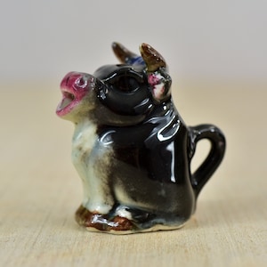 Vintage,Ceramic,Japan,Black,White,Cow,Creamer,Small Cow,1950s,Kitchen Decor,Farmhouse,collectible