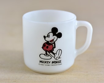 Vintage, Miniatura, Federale, Vetro, Topolino, Vetro di latte, Tazza, Tazza da caffè, Walt Disney, USA, Da collezione