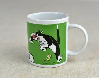 Vintage,2000,Looney Tunes,Tweety Bird,Sylvester Cat,Coffee mug,Tea cup,By Gibson,Warner Bros,Ceramic,Collectible