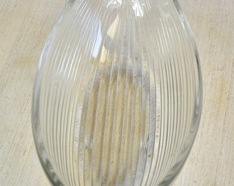 Vintage, groß, schwer, klares Glas, Zwiebelform, Mikasa, Kristall, geriffelt, Neo Classic, Servierplatte, Schüssel, gefrostete Griffe, oval, lang, Sammlerstück