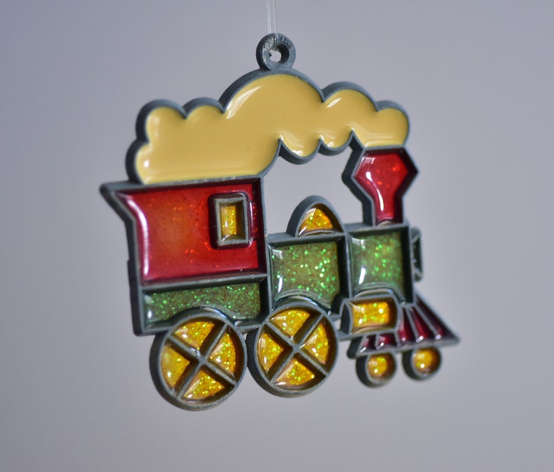 Vintagetrainenginelocomotivestain Glassstained Glasssun - Etsy