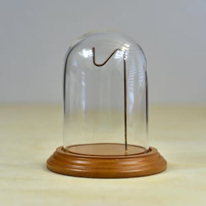 Vintage,Glass,Display,Dome,Oak,Wood Base,Pocket Watch,Holder,1970s,Small,Collectible