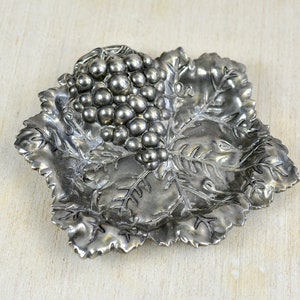 Vintage,Candy,Nut Dish,Ashtray,Trinket Tray,Silver Dish,Godinger,Dish,Silverplate,Small Tray,Raised Grapes,Repousse,Plate, Bowl,Collectible