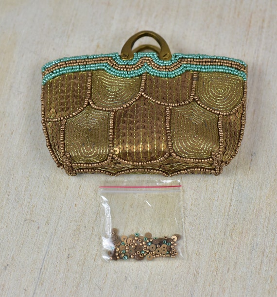 大人 可愛い 服  Vintage,top Handle,purse,handbag,brass,beaded,sequins,made バッグ