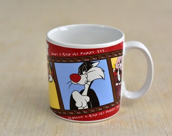 Vintage,1995,Looney Tunes,Sylvester Cat,Tweety Bird,Coffee mug,Tea cup,Applause Inc,Warner Bros,Ceramic,Collectible