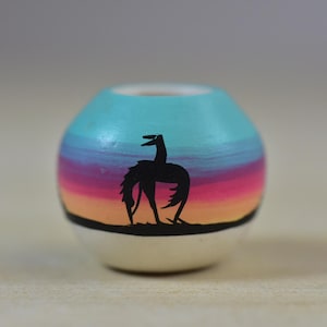 Navajo,Painted,Pottery,Vase,Mini,Miniature,Native American,Hand Painted, Signed,Collectible