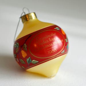 Vintage,Hallmark 1988, Grandmother, Glass Ball, Christmas Ornament,Grandmother makes love a Christmas tradition  1988