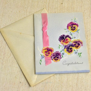 Vintage,Greeting Card,Pansies,1940s,Unused,An Artistic Card,Folding card,Collectible,Vintage Cards,blue