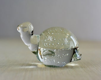 Vintage,Clear,Glass Turtle,Figurine,Glass Decor,Eclectic Decor,Glass Animals,glass,collectible,paperweight,shelf decor,controlled bubbles