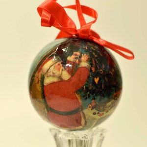 Vintage, bola de papel machê, enfeite de natal, papel machê papai noel