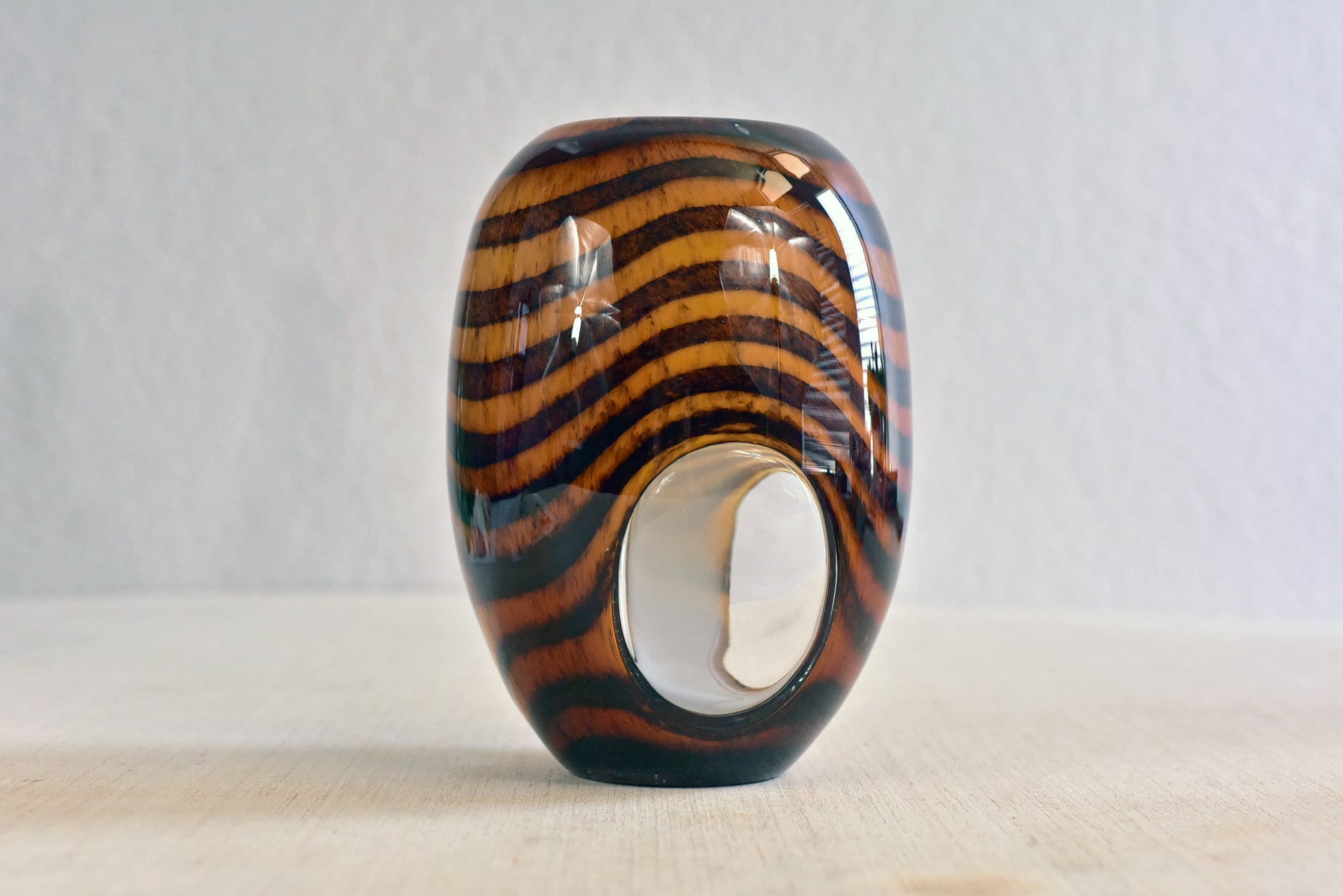 オレンジと黒のストライプのガラス花瓶 オレンジと黒のストライプのガラス花瓶 ガラスベースツートンS