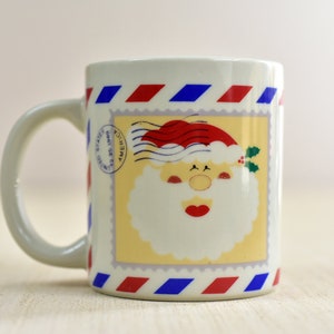 Vintage, Tazza di caffè, Tazza di caffè, Tazza di tè, Tazza di ceramica, Caffè, Tè, Tazza di ceramica, Babbo Natale, Cartolina, 1989, Stati Uniti, America, Tazza di Natale