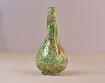 ヴィンテージ サイン入り メキシコ陶器 花瓶 イエロー アクア ブラック