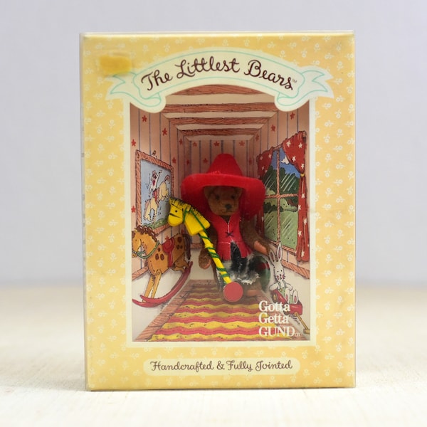 Vintage,The Littlest Bears,In Original Box,Cowboy,Gotta,Getta,Gund,Teddy bear,Collectible,1994,Handcrafted