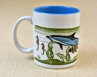 Vintage,Hallmark,Coffee Mug,Dolphins,Seahorses,Turtle,Crab,Fish,Sea Life,12 oz,Ceramic Mug,Ocean