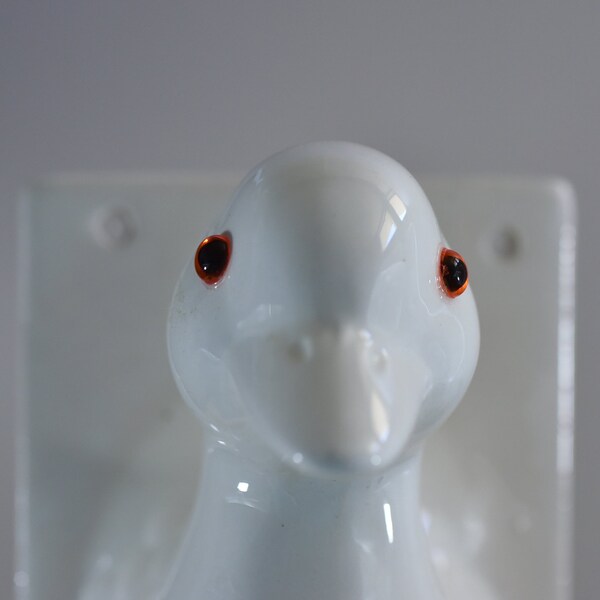 Vintage,White,Ceramic,Duck,Goose,Head,Wall Hanging,Apron,Towel,Holder, Earthenware,Original Box,1983,collectible