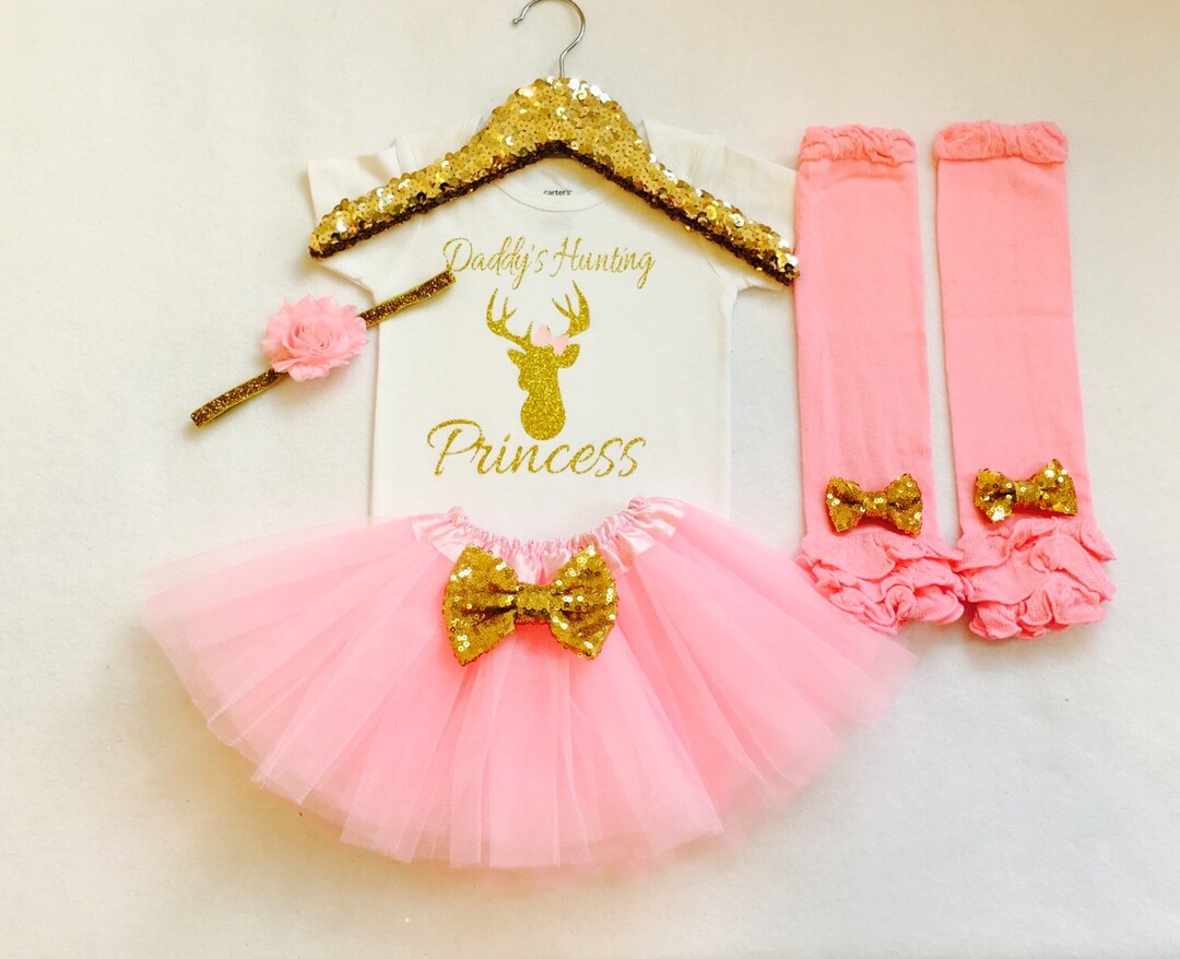 Baby Girl Hunting Outfit Daddys Hunting Princess Pink and Gold Etsy