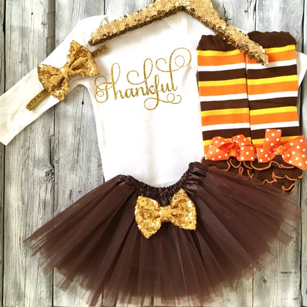 Girls thanksgiving outfit, Thankful bodysuit, brown tutu bloomers, 1st thanksgiving outfit, baby girls thanksgiving, first thanksgiving