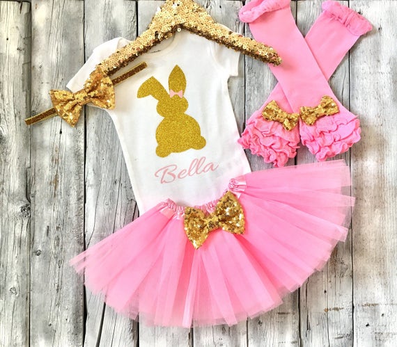 Pink and Gold Easter Outfit 1st Easter Outfit Toddler Girl | Etsy