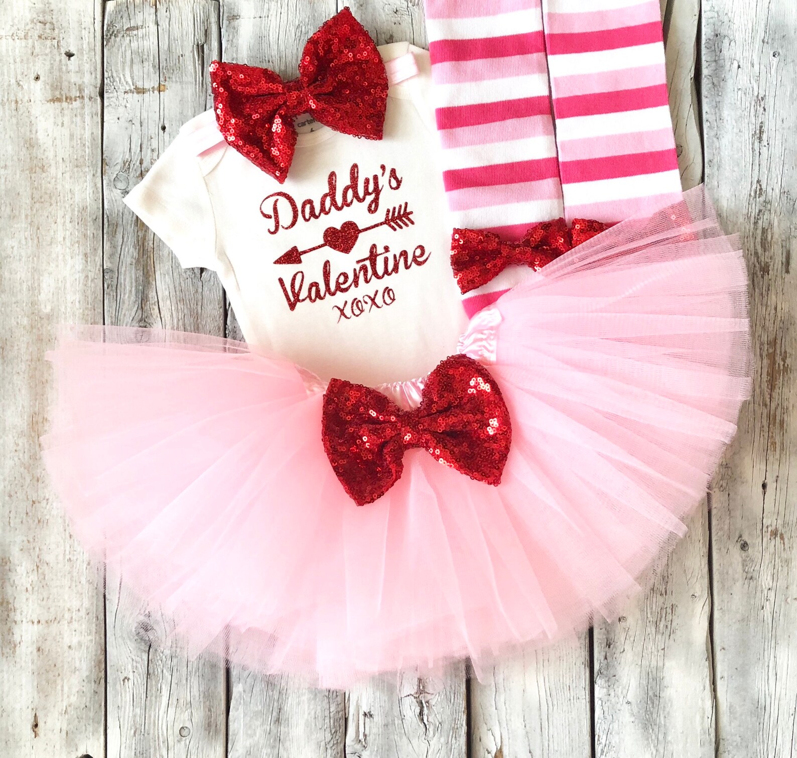 Baby Girl Daddys Valentine Outfit Pink Red Valentines Outfit - Etsy Sweden