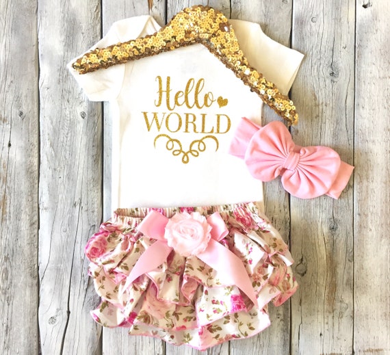 hello world outfit baby girl