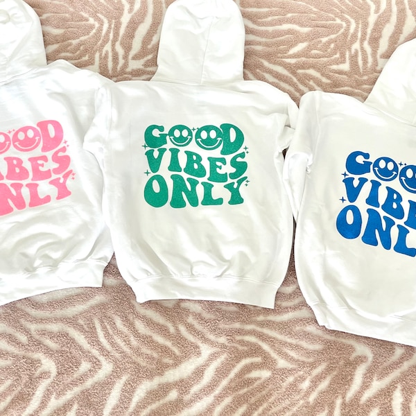 Smiley face, good vibes only, groovy, sweatshirt, smiley face hoodie, neon colors, good vibes, baby, toddler, youth, adult, summer, beach