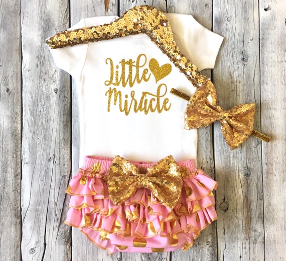 Baby Girl Coming Home Outfit Little Miracle Outfit Nicu Outfit Newborn Girl Coming Home Hospital Outfit Baby Girl Bloomers Pink Gold Etsy Canada