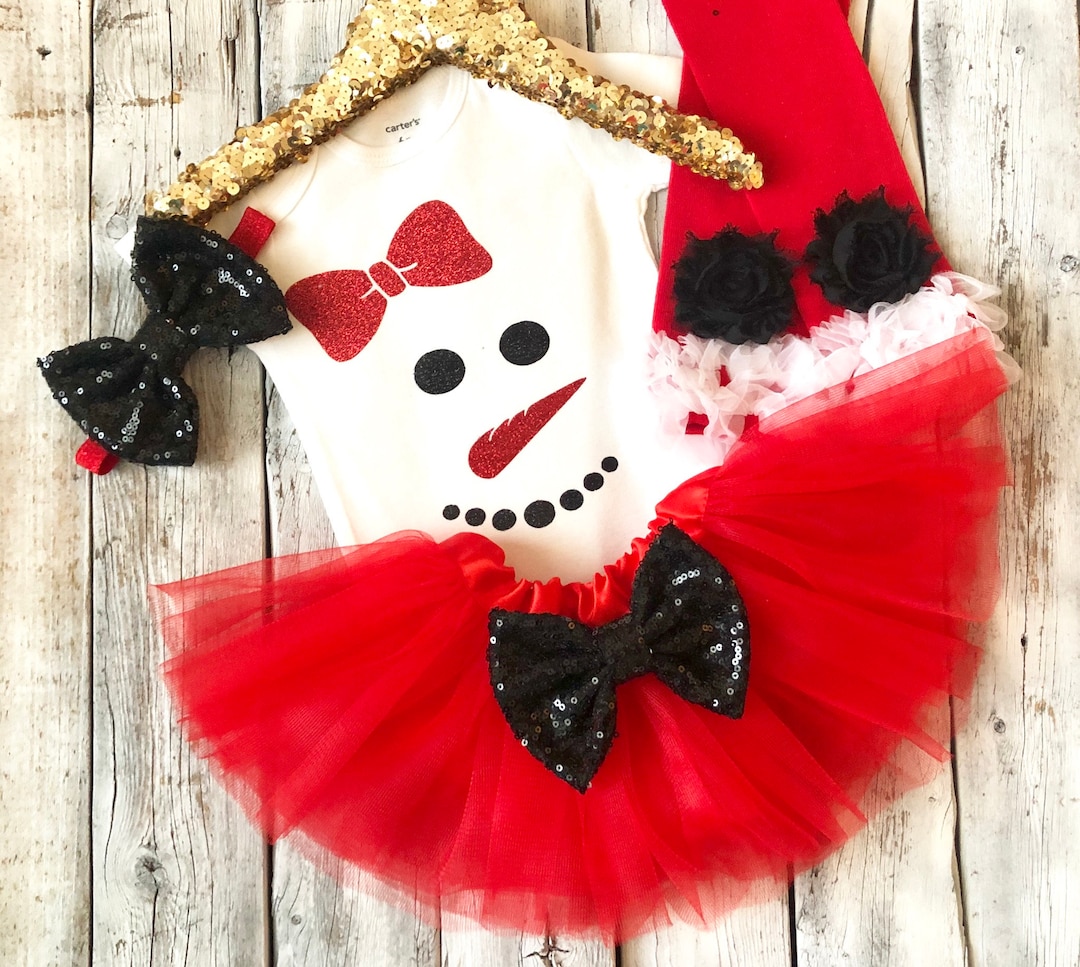 Girls Snowman Christmas Outfit, Baby Girl Snowman Christmas Outfit