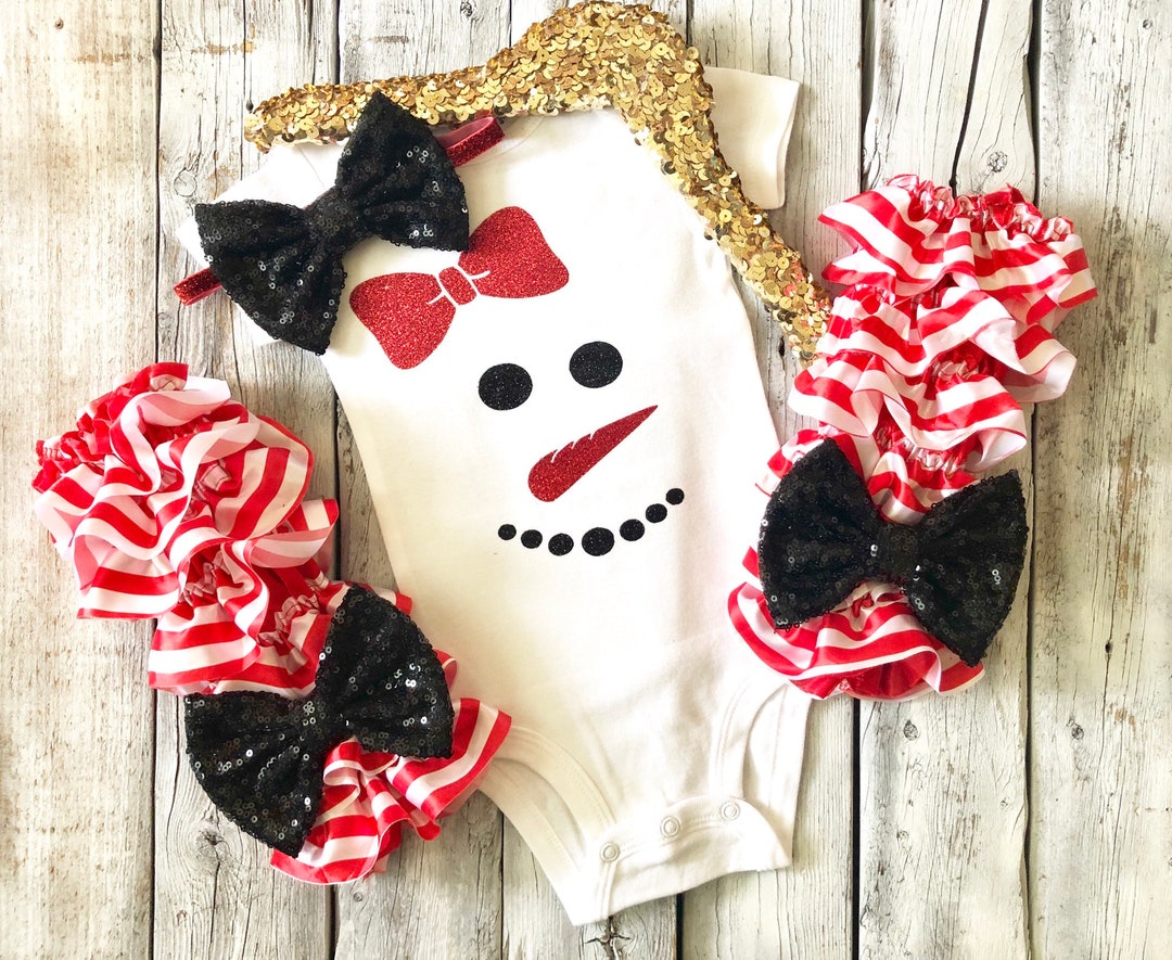 Girls Snowman Christmas Outfit Girls Snowman Outfit Newborn Etsy