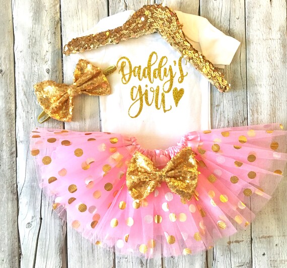 pink and gold baby girl outfits