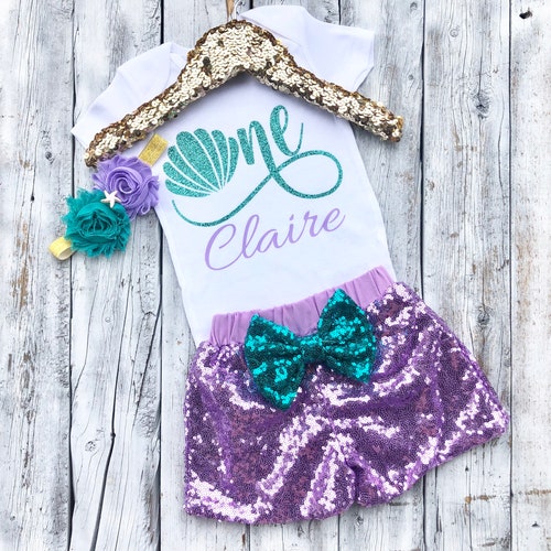 Girls Mermaid 1st Birthday Outfit Mermaid Birthday Outfit Etsy