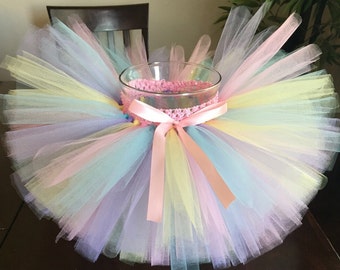 Easter tutu, pastel tutu, birthday tutu, spring tutu,  light pink, lavender, baby blue, yellow, tutu, baby tutu, toddler tutu, girl tutu