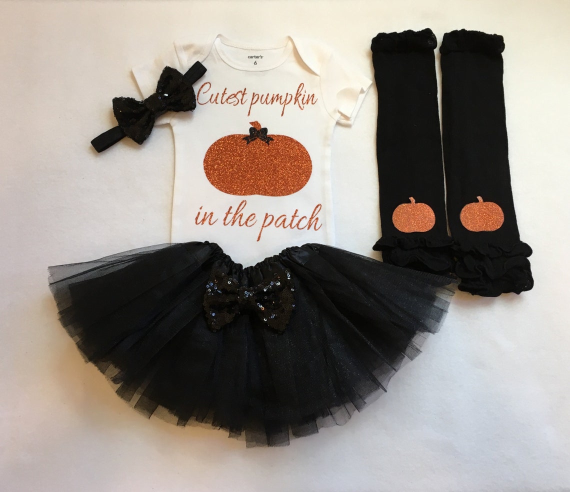 Baby Girl Halloween Outfit Cutest Pumpkin the the Patch Etsy
